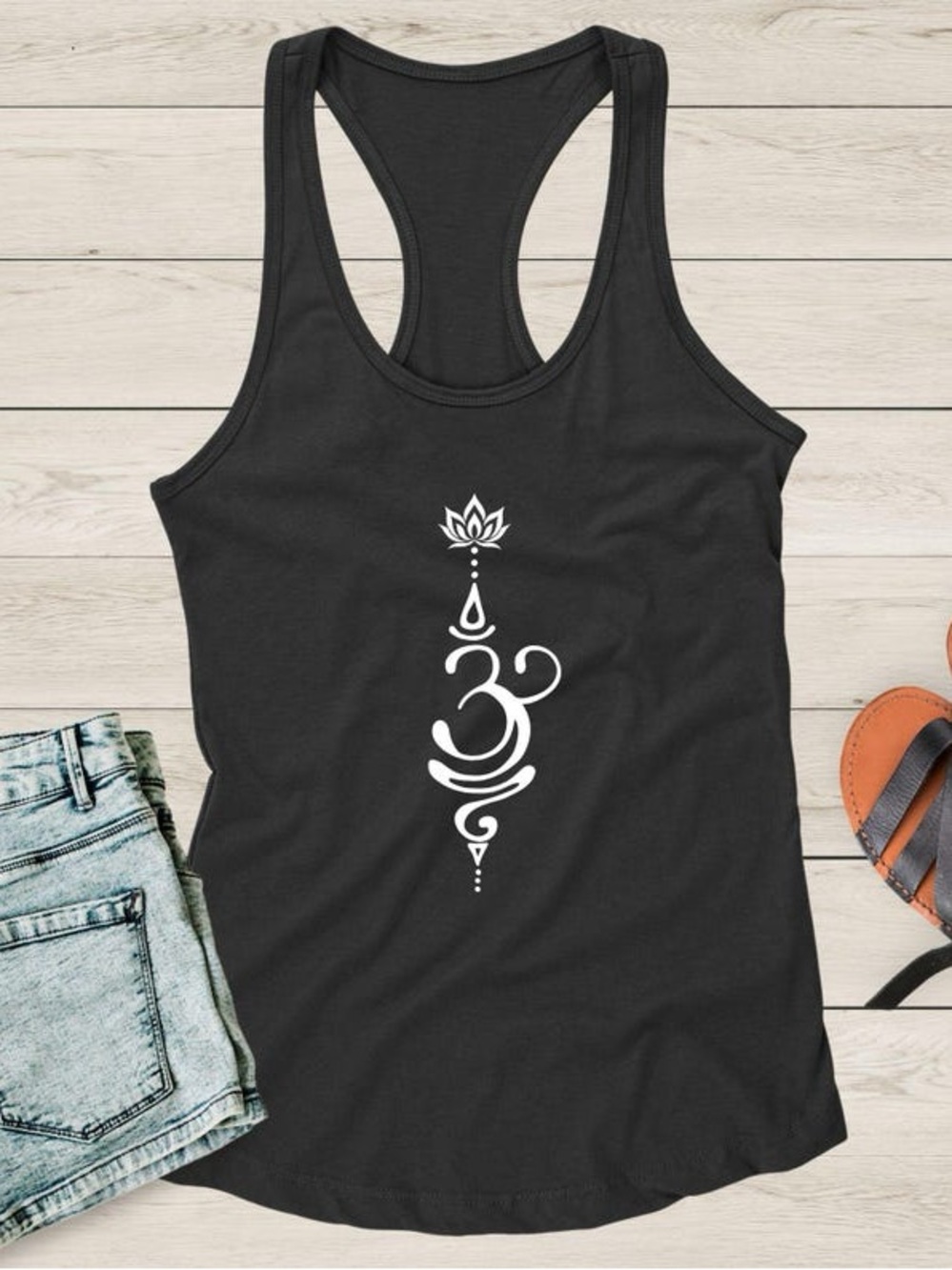 Racerback Yoga Tank with Lotus Om Design 🪷